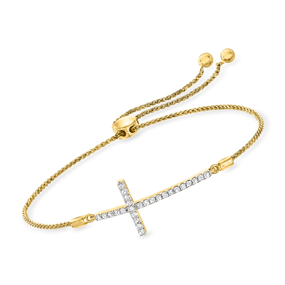 Love Diamonds 18ct Bi-Gold Diamond Cross Bracelet