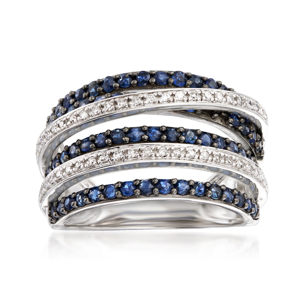 1.00 ct. t.w. Sapphire and .15 ct. t.w. Diamond Highway Ring in ...