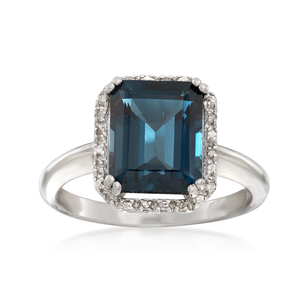 3.50 Carat London Blue Topaz Ring with Diamond Accents in Sterling ...