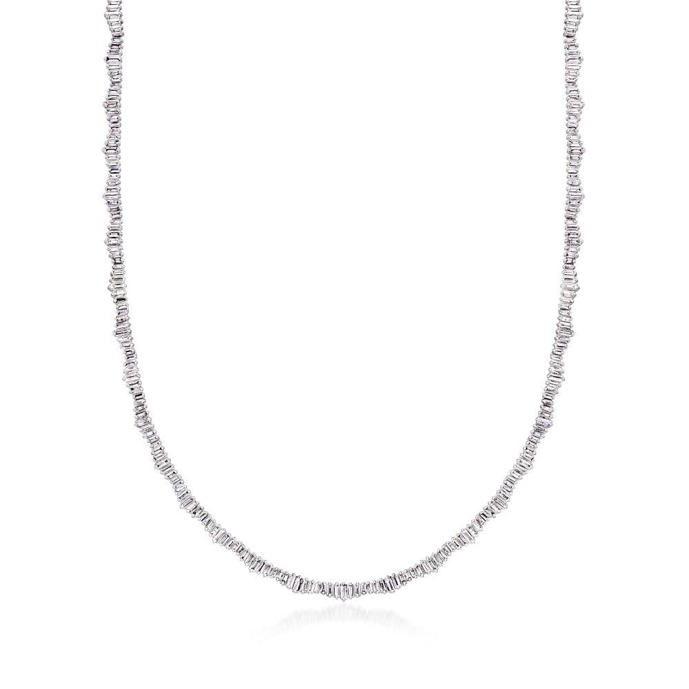 Round Cut Lab Diamond Tennis Necklace | Ouros Jewels