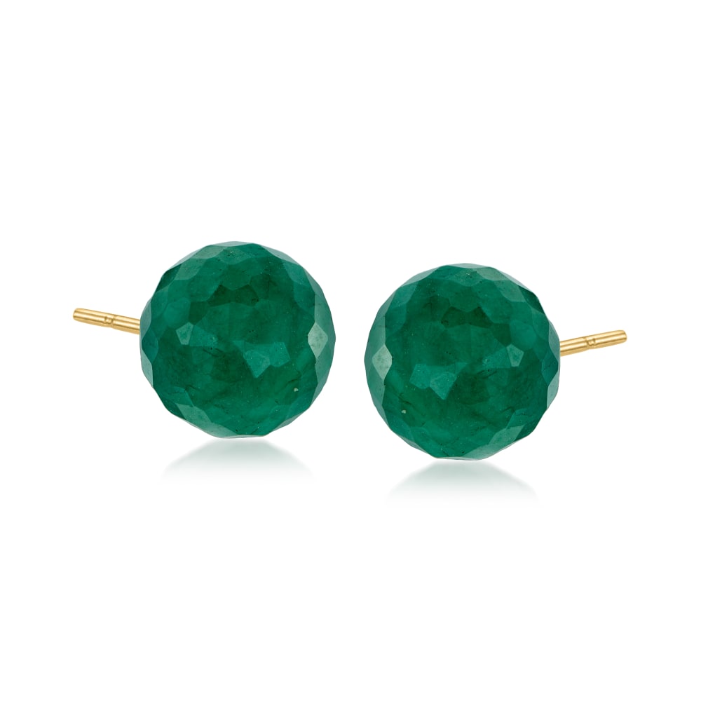 13.00 ct. t.w. Emerald Stud Earrings in 14kt Yellow Gold. Stud