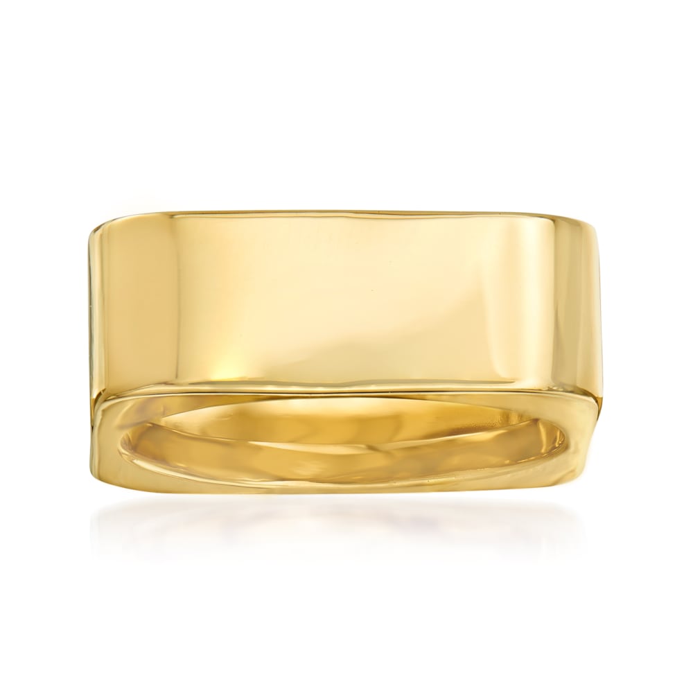 Italian Gold Polished Dome Croissant Ring in 10k Gold | Hawthorn Mall