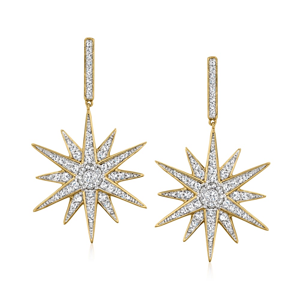 Gold starburst cheap drop earrings