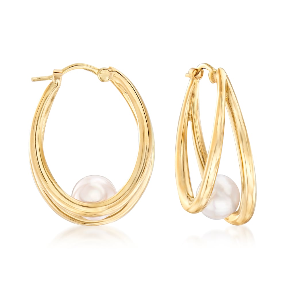 Mikimoto 18ct White Gold Pearl Hoop Earrings  Winsor Bishop