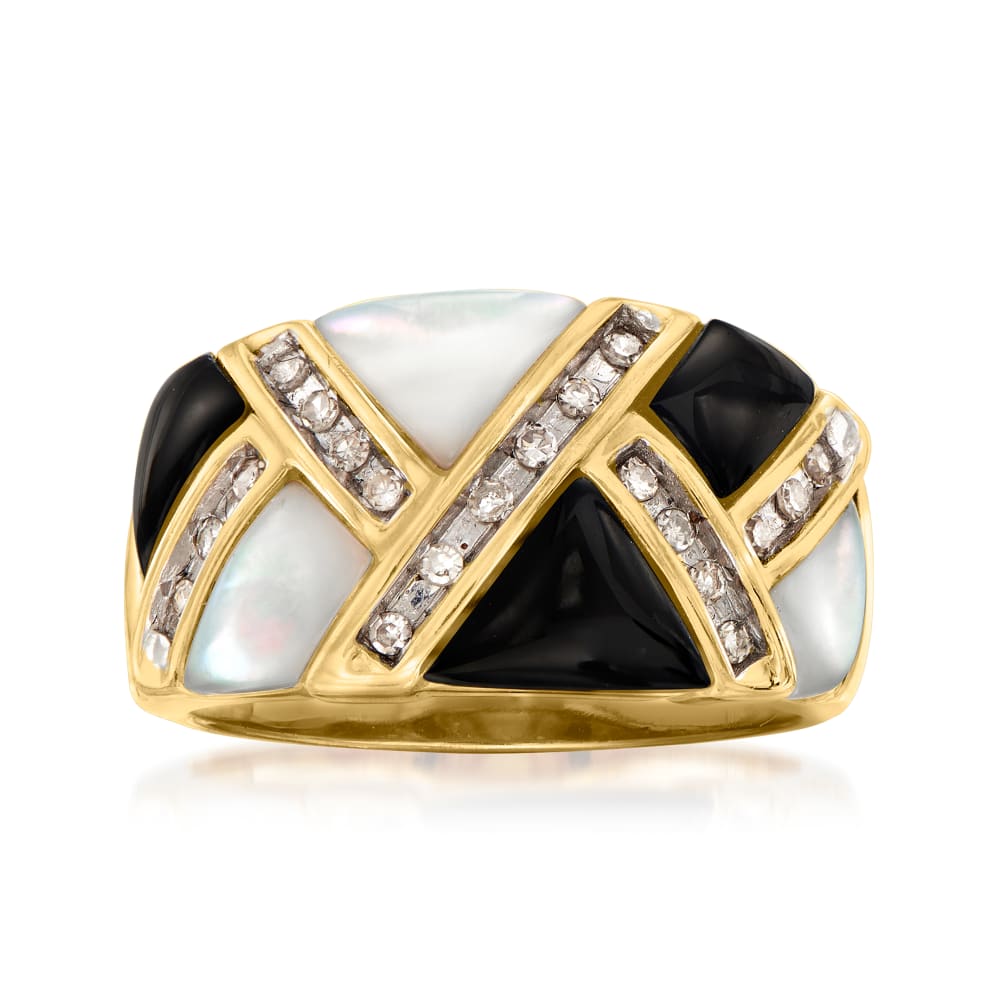 Black onyx and mother shop of pearl rings