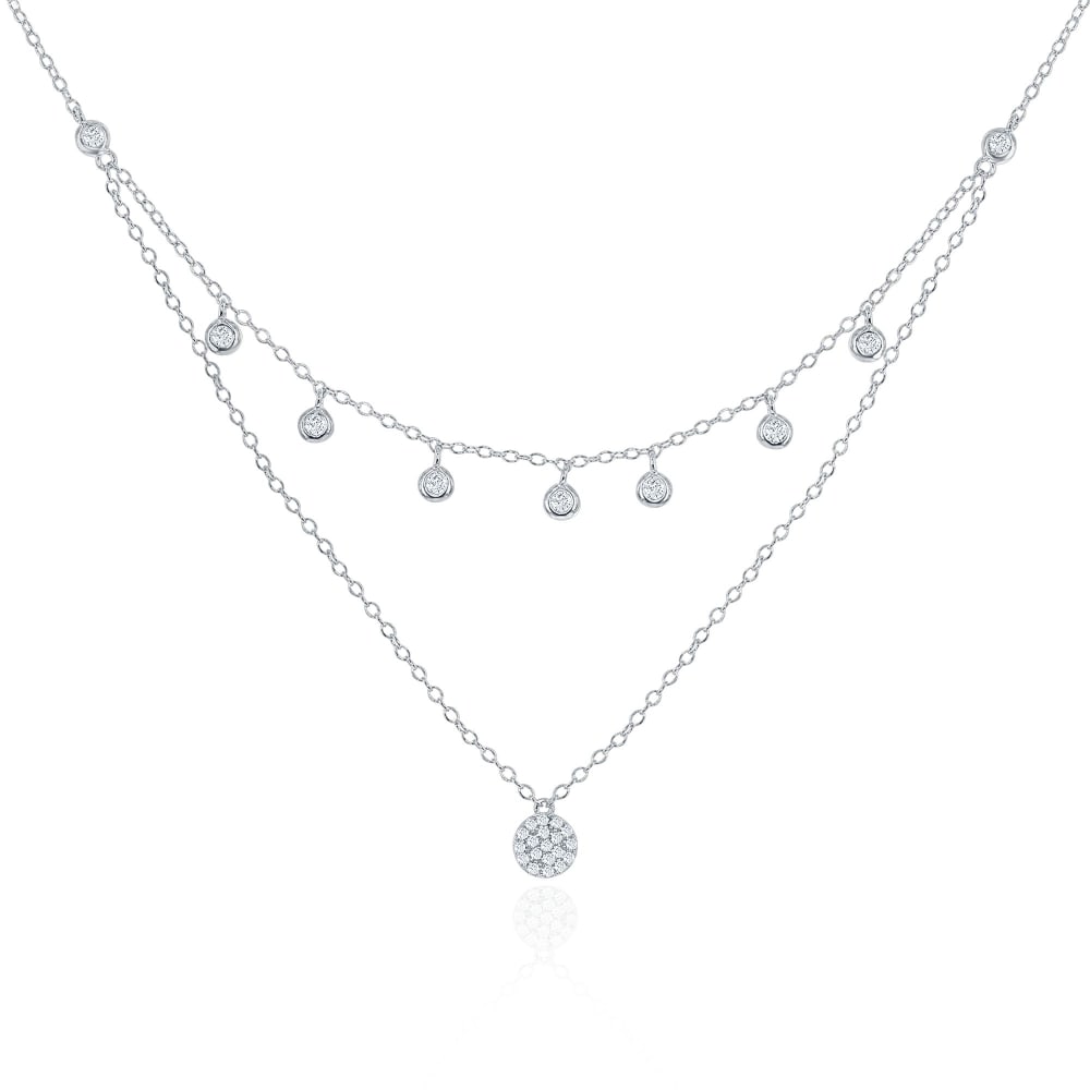 .35 ct. t.w. CZ Layered Drop Necklace in Sterling Silver | Ross-Simons