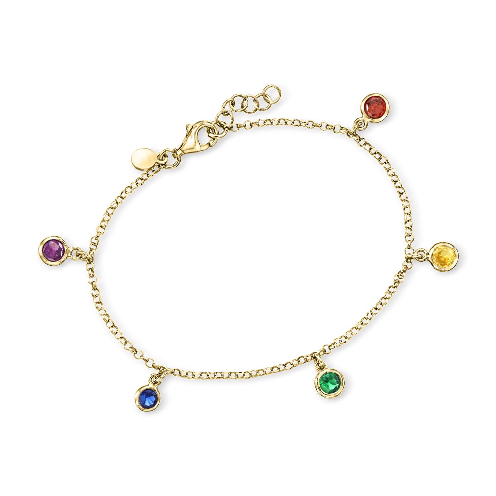 Rainbow Medium 18 Kt Gold Bracelet With Gemstones in Multicoloured