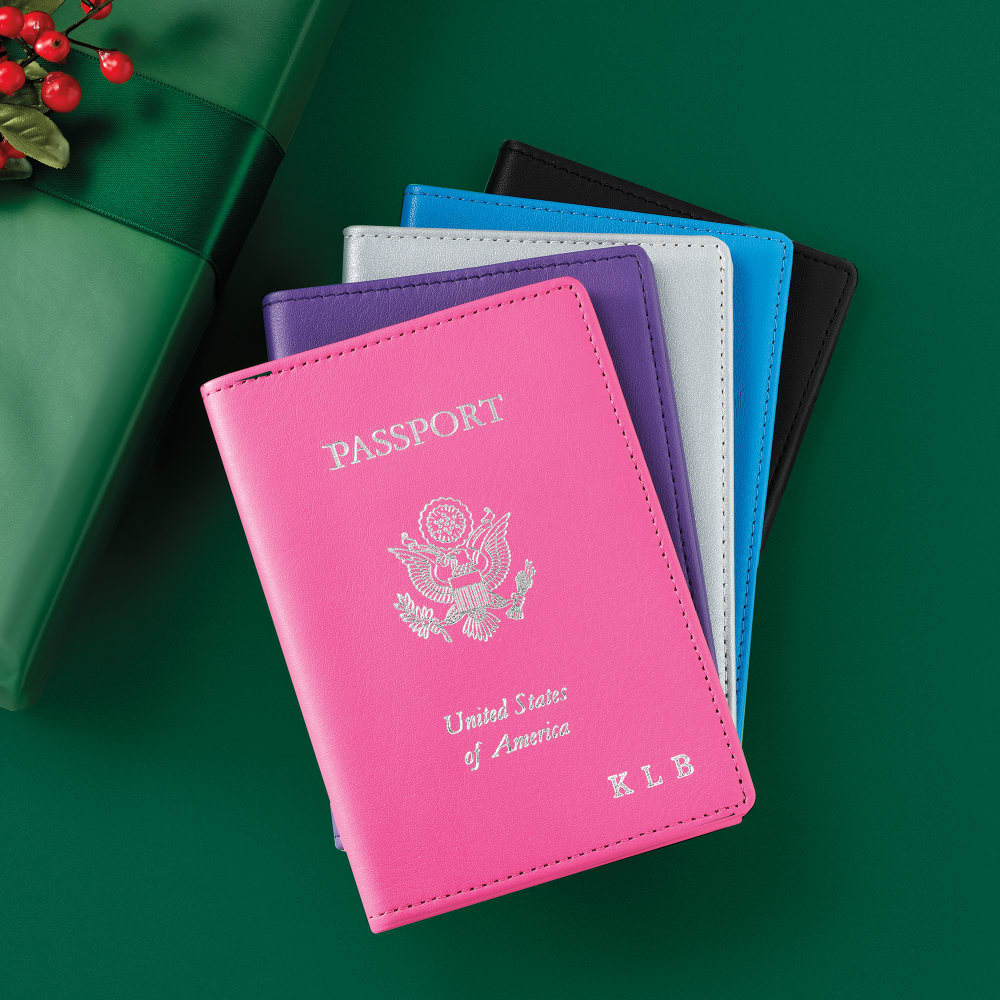 Royce RFID Blocking Genuine Leather Passport Travel Document Organizer Red