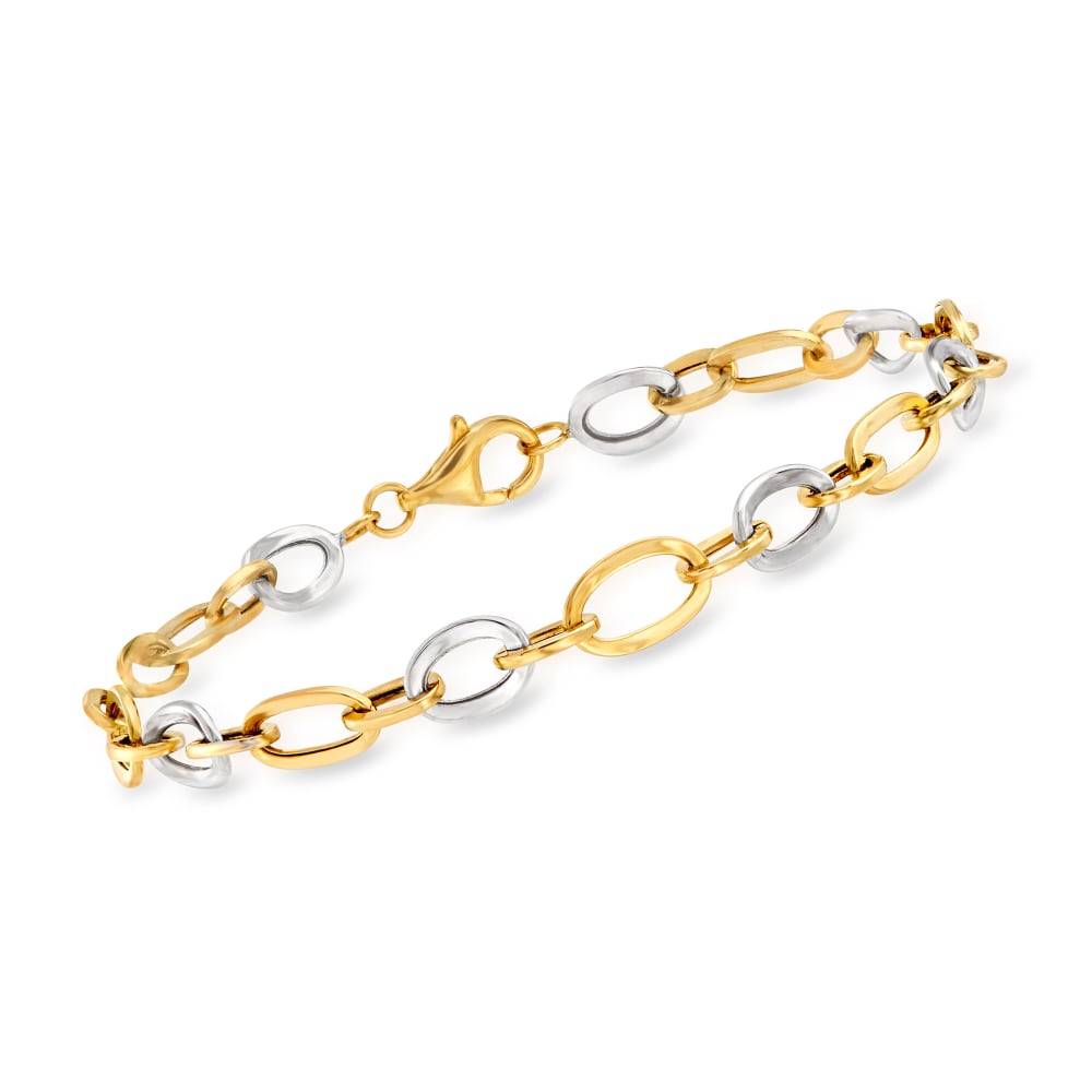 Two Tone Bracelet, Gold & Silver Bracelets, Link Bracelet, Oval Chain  Bracelet, Silver and Gold Bracelet, Paperclip Bracelet Mixed Metal 
