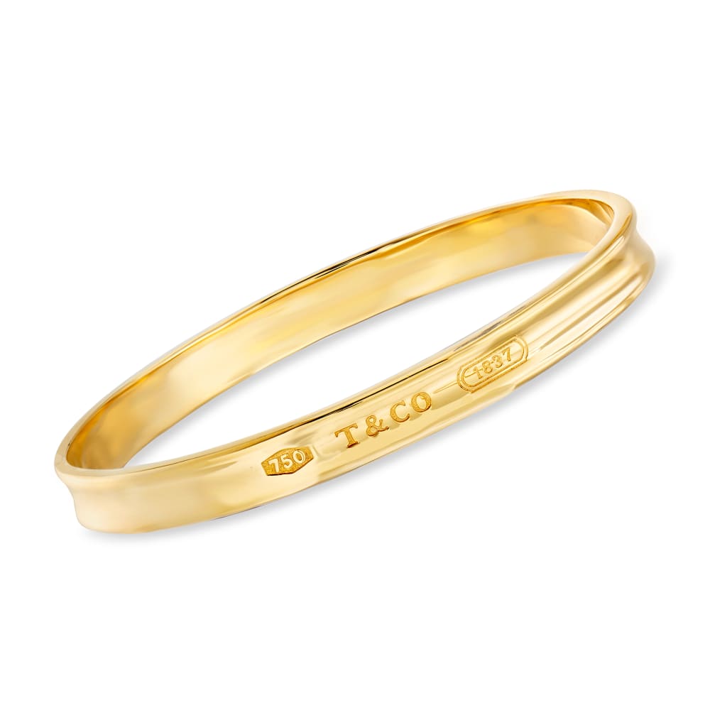 C. 1997 Vintage Tiffany Jewelry 18kt Yellow Gold Bangle Bracelet