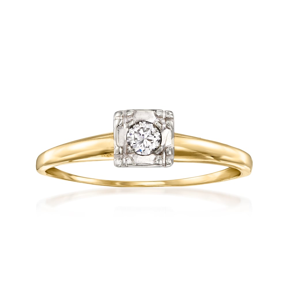 C. 1950 Vintage .12 Carat Diamond Ring in 14kt Yellow Gold. Size 7