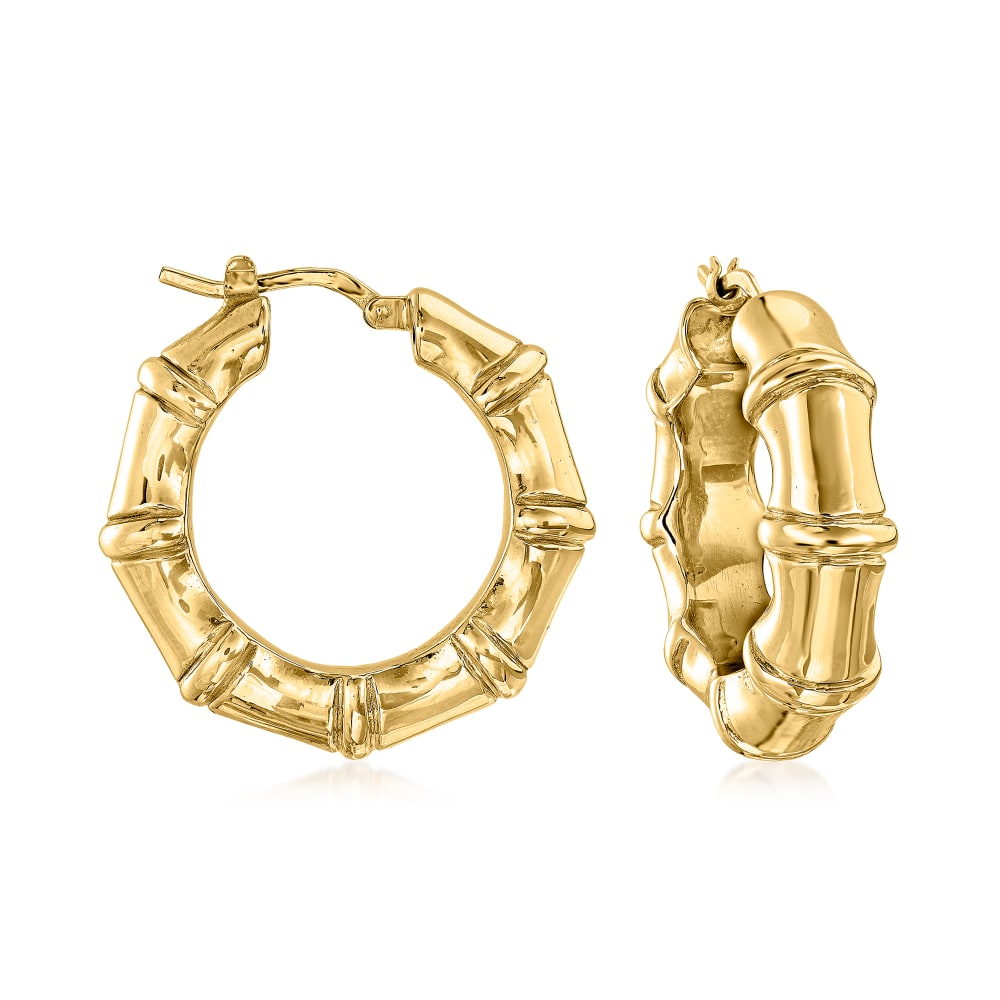 Italian 18kt Yellow Gold Bamboo-Style Hoop Earrings | Ross-Simons