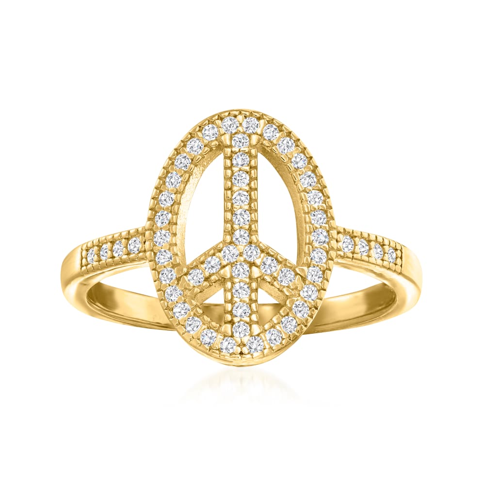 solid 14k gold peace sign ring | the scheer collection