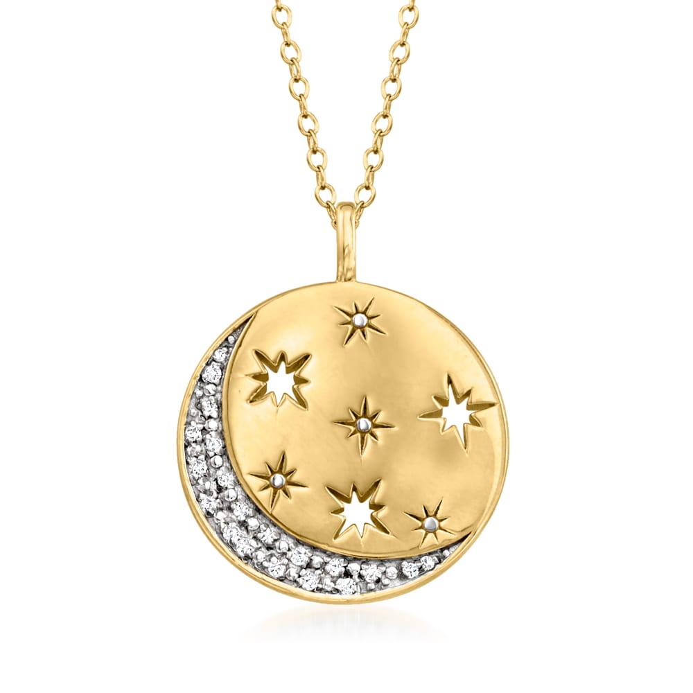 Buy Diamond Moon Star Necklace .CZ Moon Jewelry. Moon Necklace. Sparking  Moon North Star Celestial Gift for Women.pave Diamond Star. North Star  Online in India - Etsy