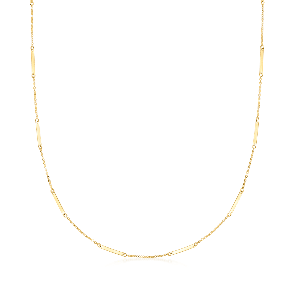 Italian 14kt Yellow Gold Bar Station Necklace. 18