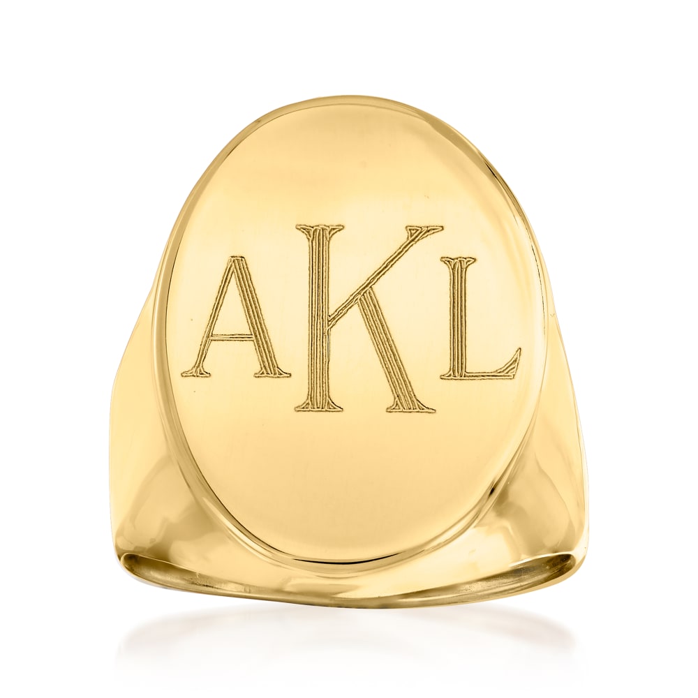 Custom Monogram Ring - Initial Letter Ring Vintage, Oval - Silver and Gold