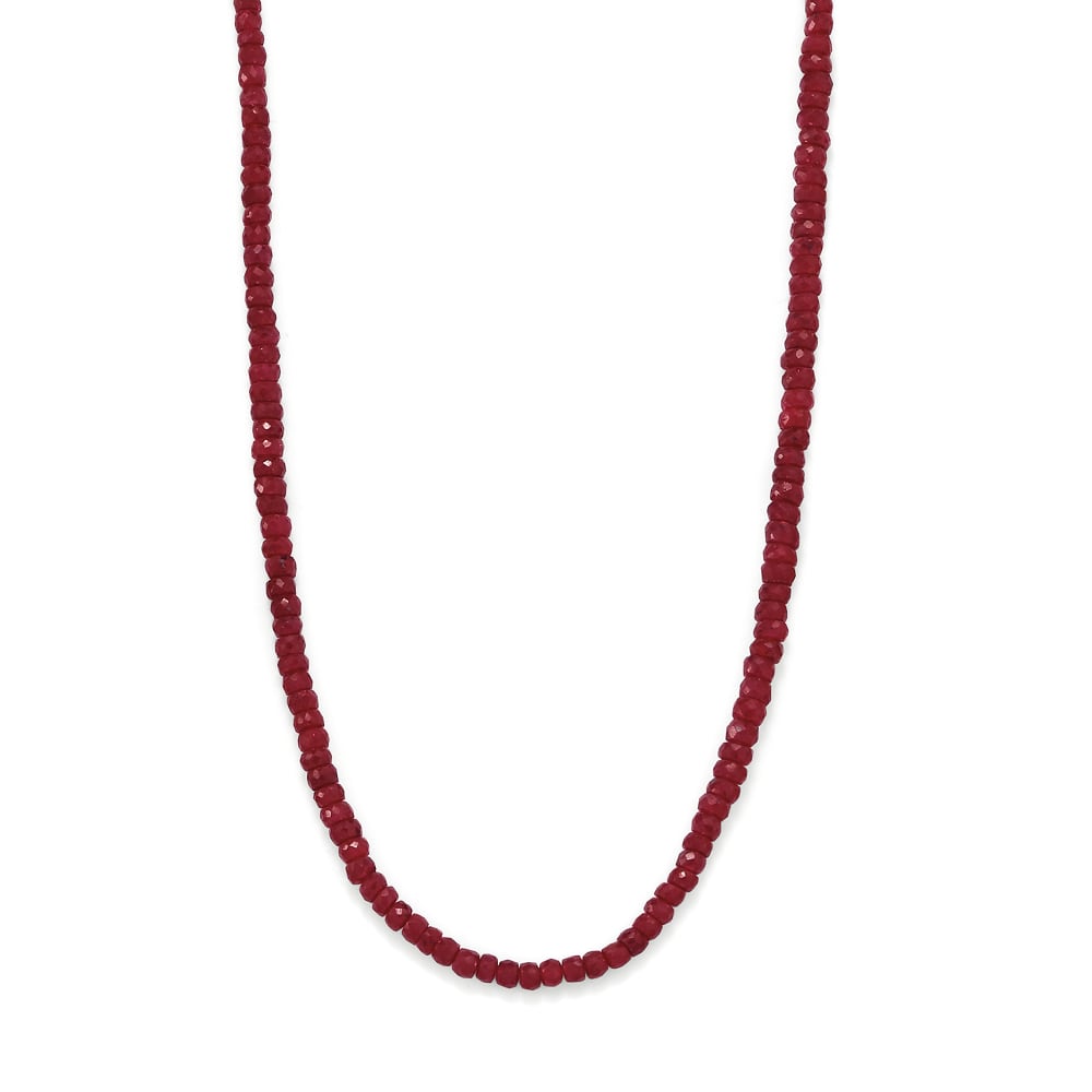 t.w Ross-Simons 50.00-64.80 ct Rough-Cut Ruby Bead Necklace in 14kt Yellow Gold For Women 
