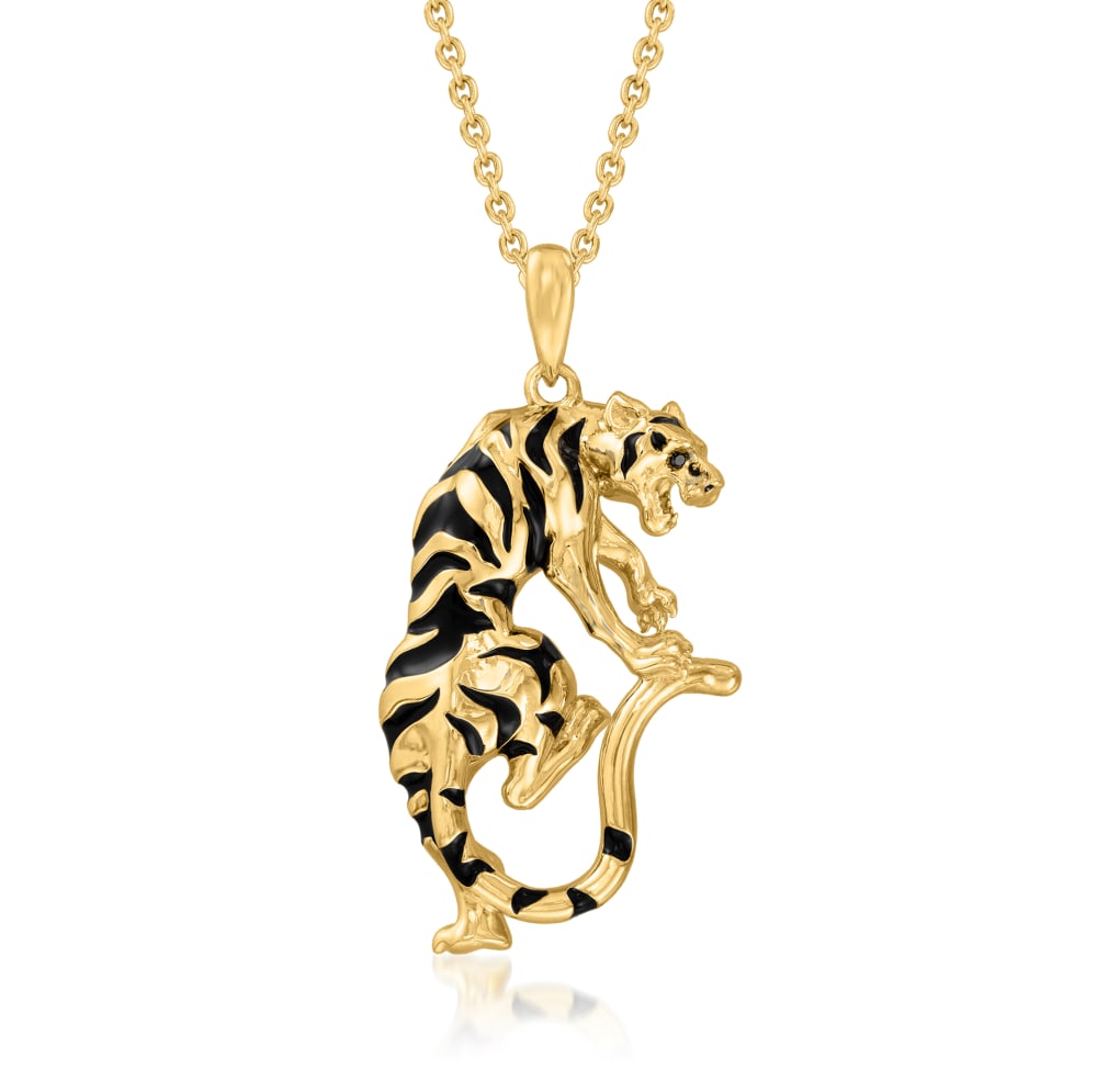 Tiger Tiger  High Caret Indian Gold Necklace w/black seed Beads