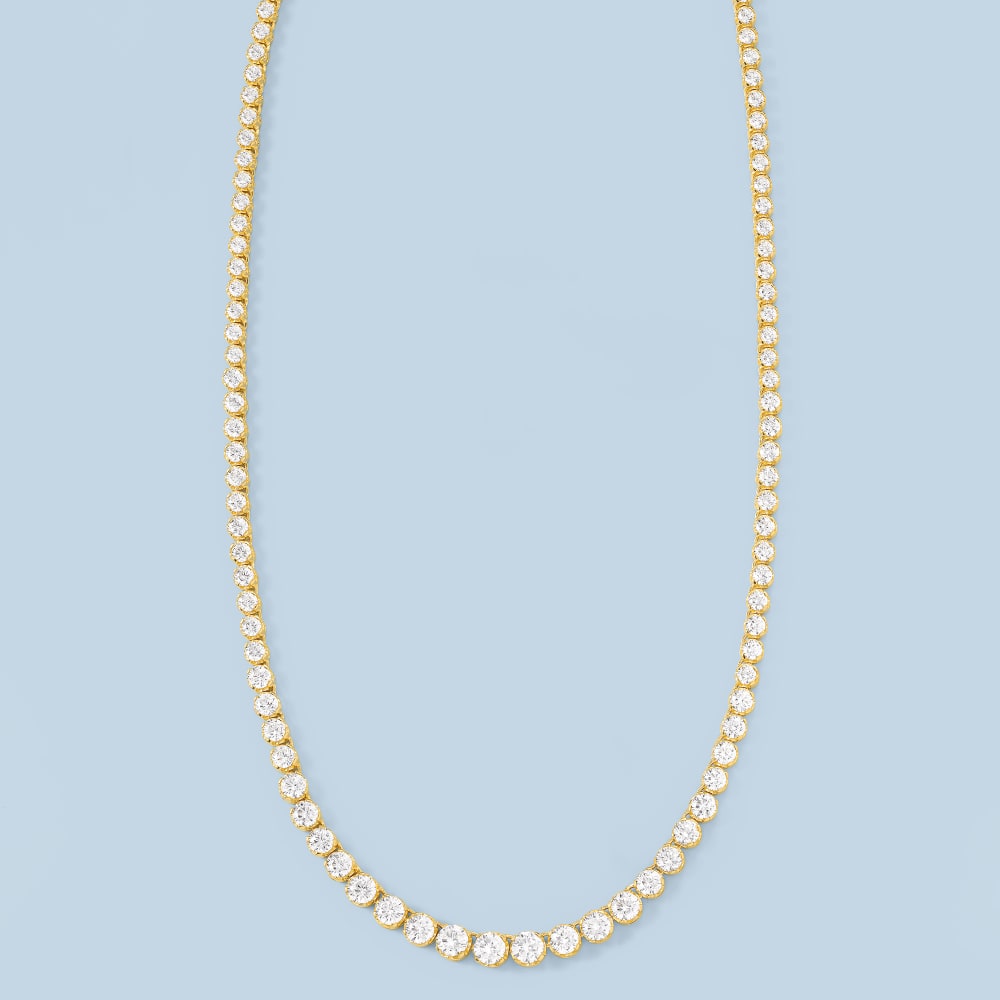 Cz tennis necklace yellow gold store