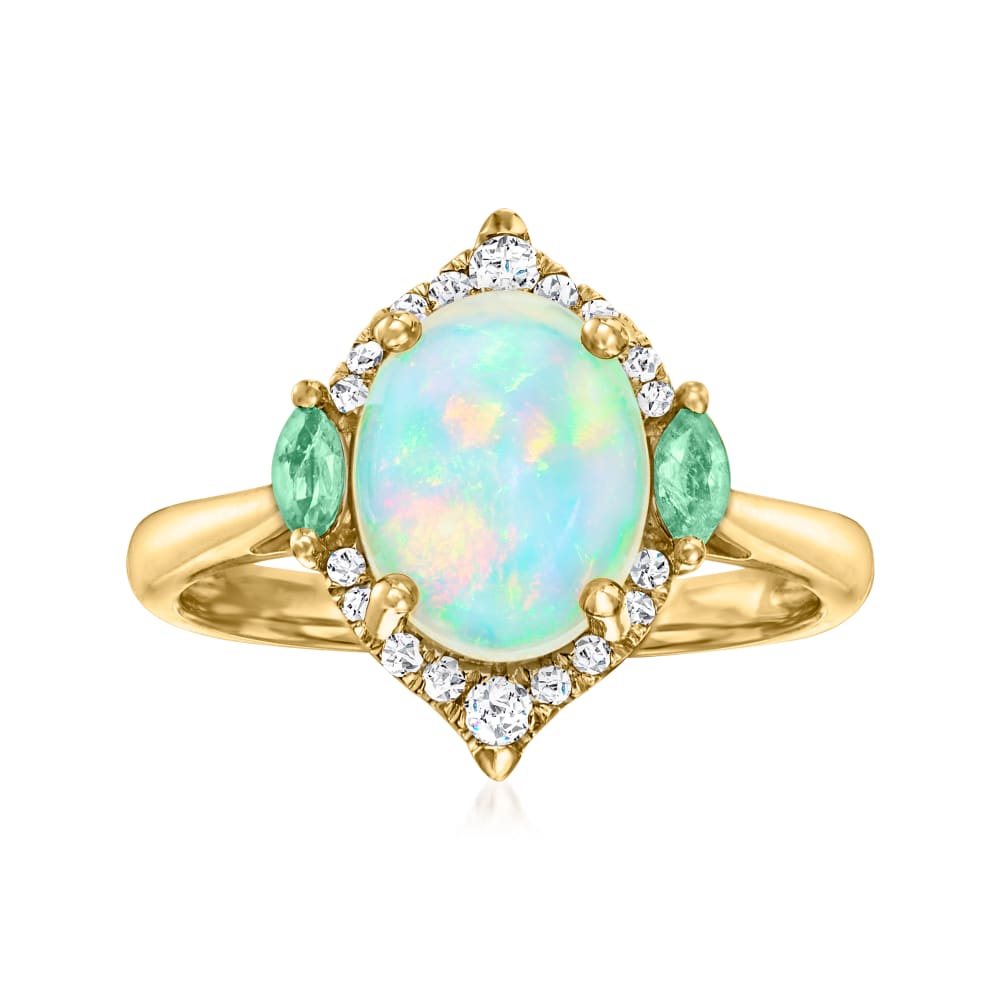 Ethiopian Opal Ring with .14 ct. t.w. Diamonds and .10 ct. t.w ...