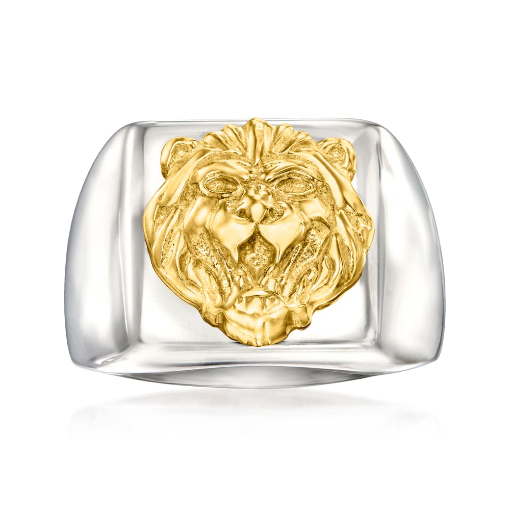 Two-Tone Sterling Silver Lion Ring | Ross-Simons