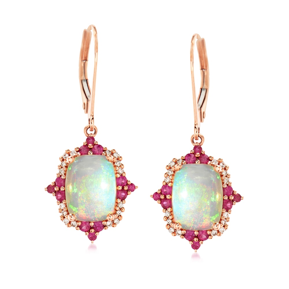 Ruby and sales opal earrings