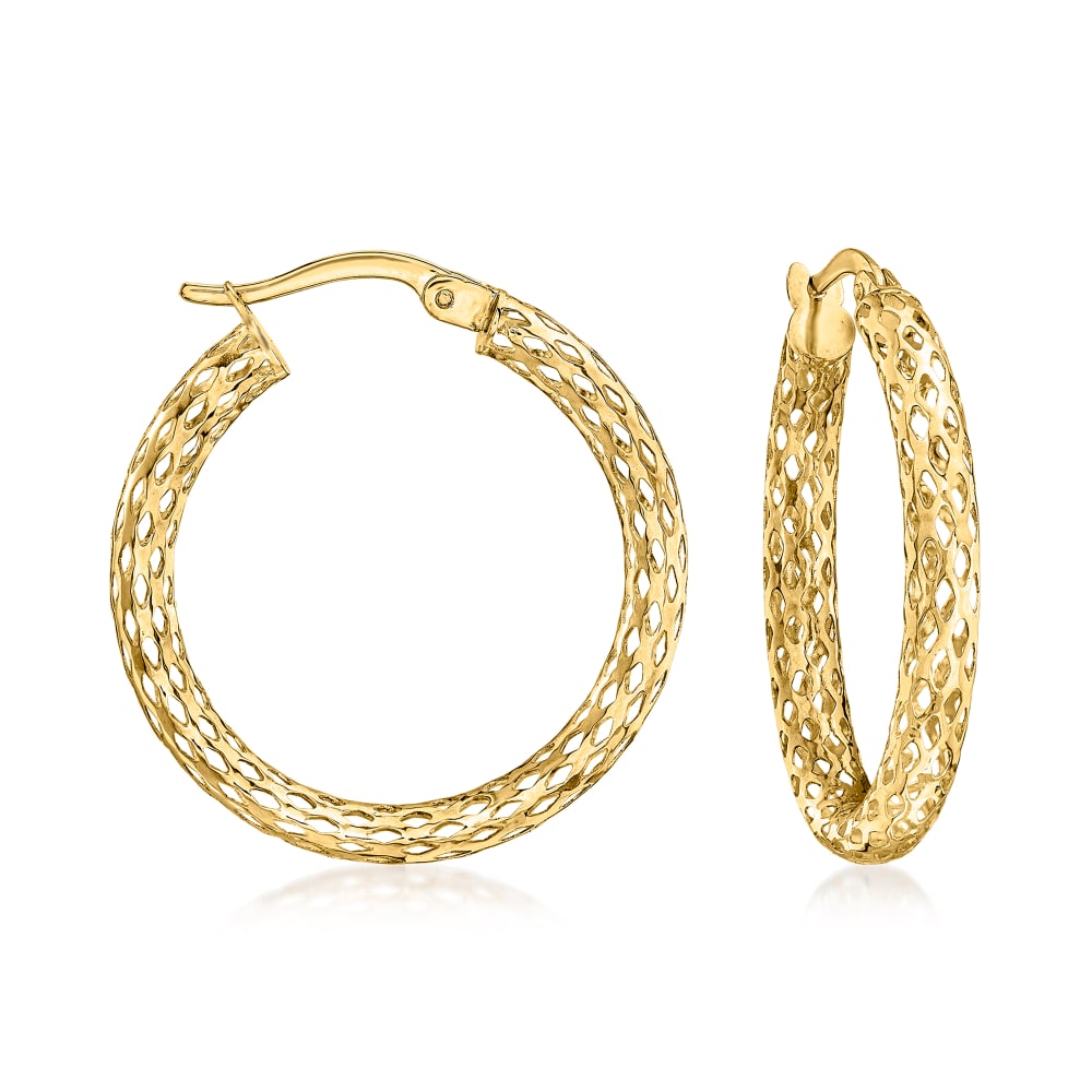 Gold mesh hotsell hoop earrings