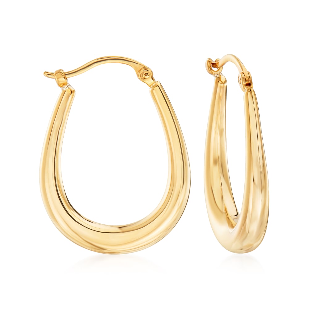 14kt Yellow Gold V Shape Hoop Earrings
