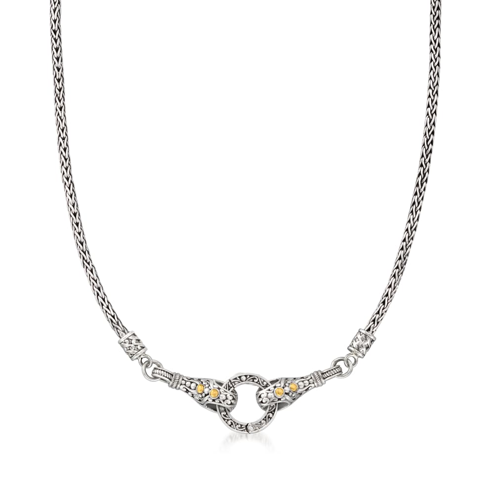 1.00 ct. t.w. Diamond Rectangular-Link Necklace in 18kt Gold Over Sterling  | Ross-Simons