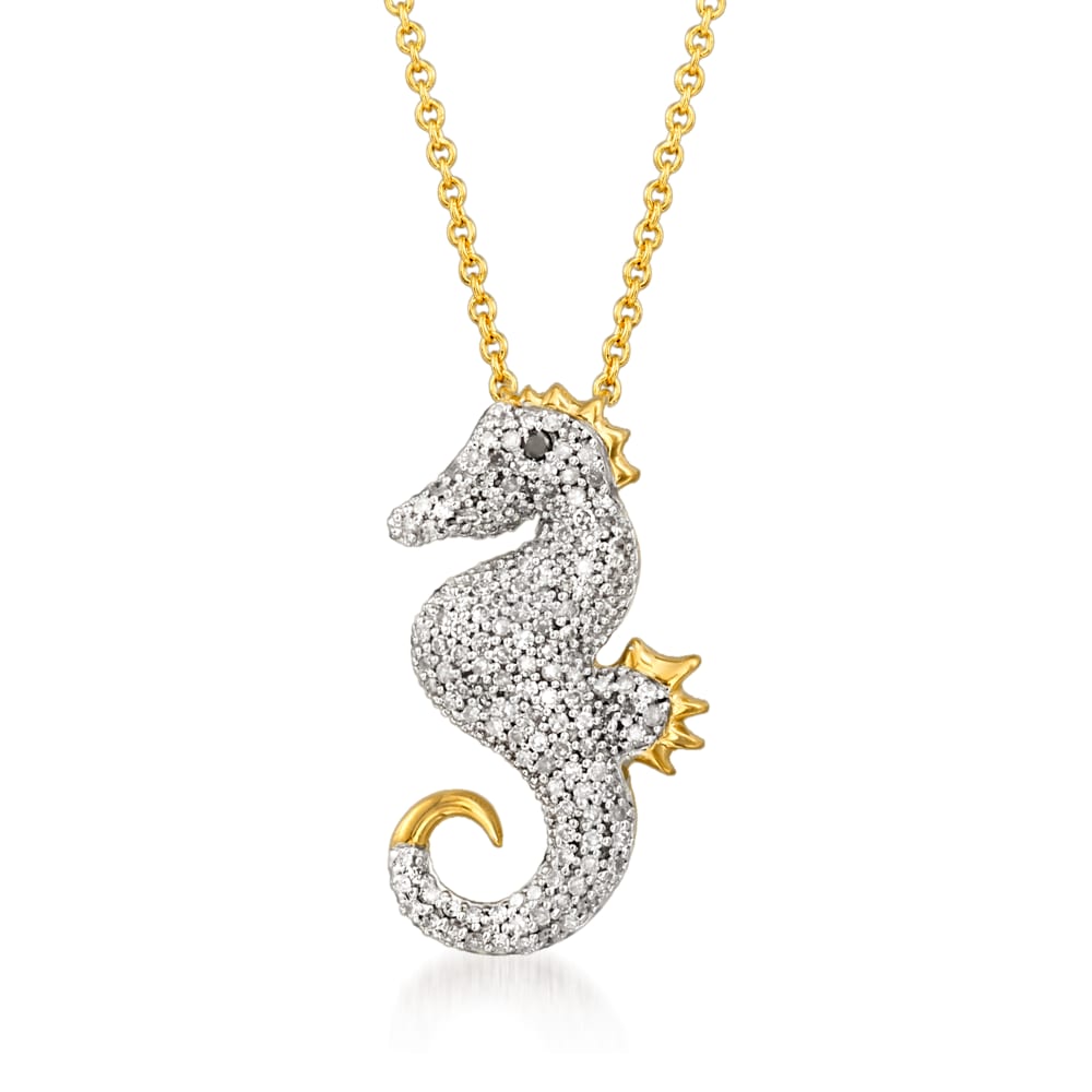 Leather Jewelry-Antique Gold Seahorse Necklace - Tamara Scott Designs