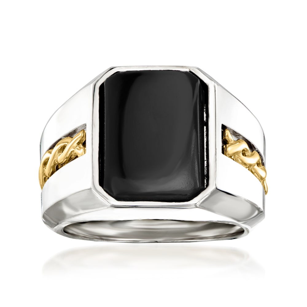 Antique 14K White Gold Genuine Diamond & Black Onyx Art Deco Ring Size -  Ruby Lane