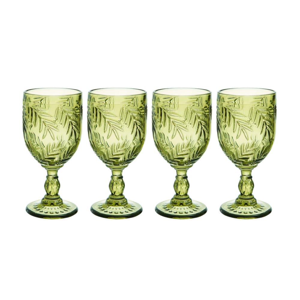 Fitz and Floyd Villa Palm Highball Glasses Green - Set of 4