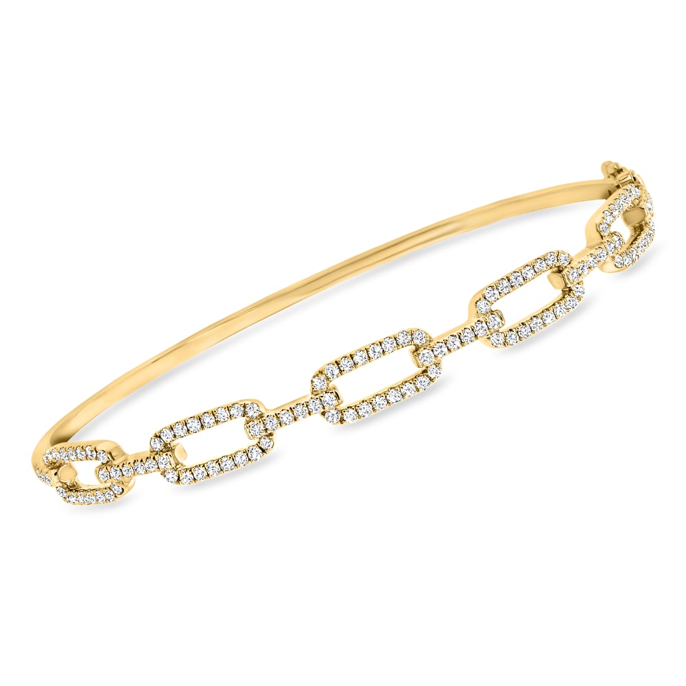 89 ct. t.w. Diamond Paper Clip Link Bangle Bracelet in 14kt Yellow