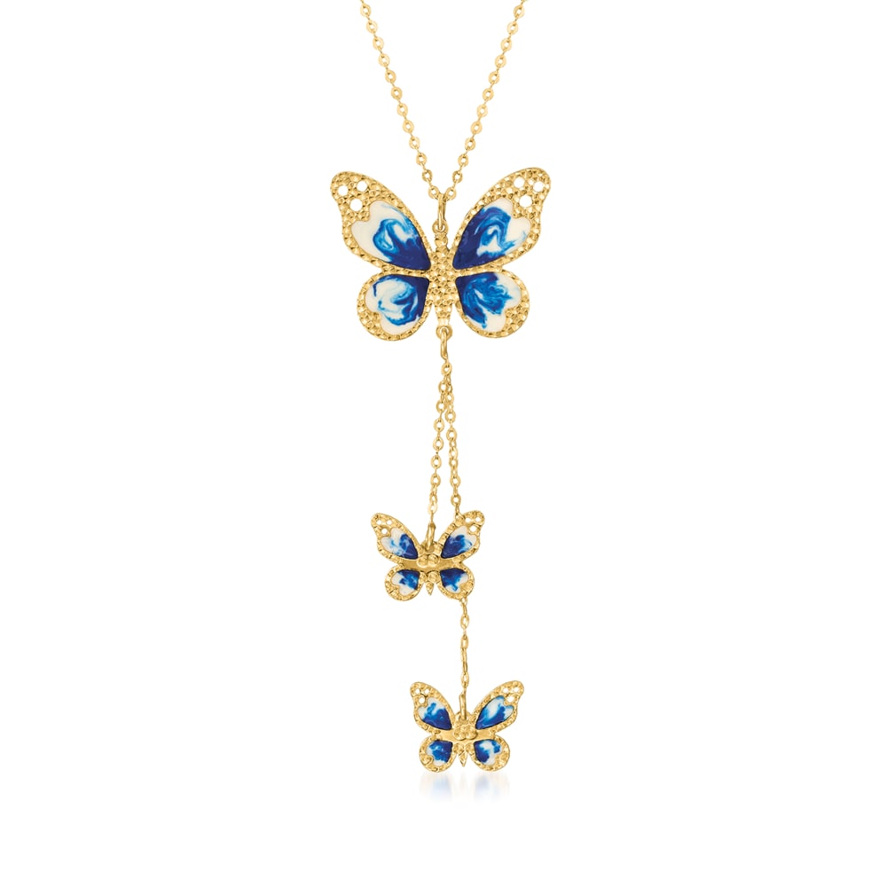Blue Lapis Butterfly Necklace with Diamonds and Prongs - KAMARIA