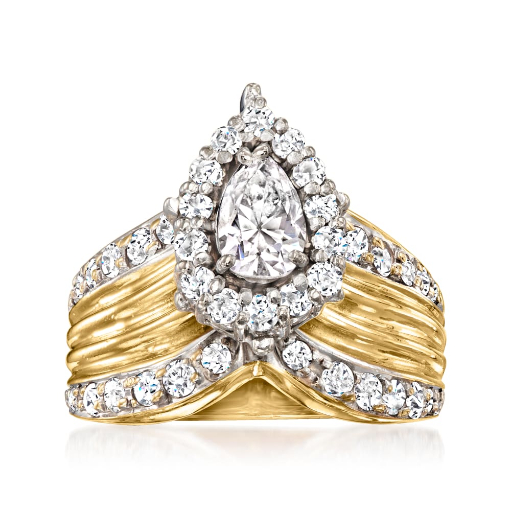 C. 1980 Vintage 1.55 ct. t.w. Diamond Ring in 14kt Yellow Gold