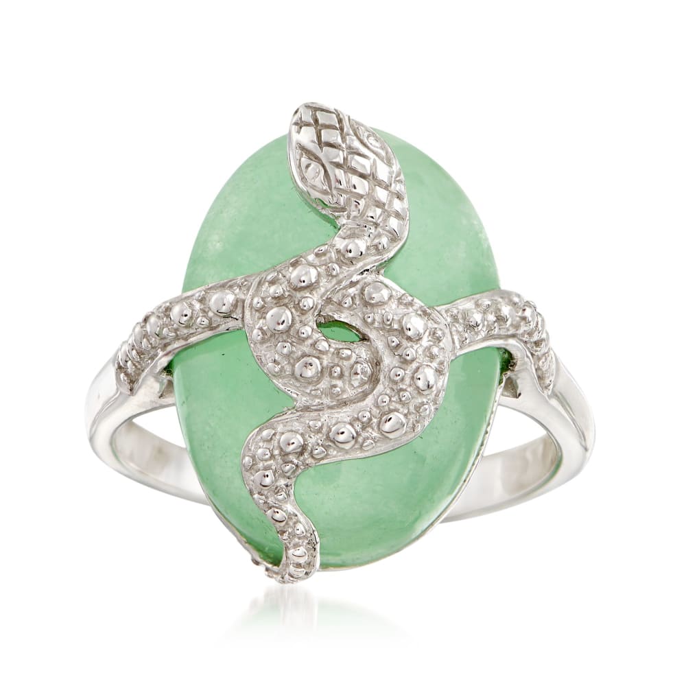Green Jade Snake Ring in Sterling Silver Ross Simons
