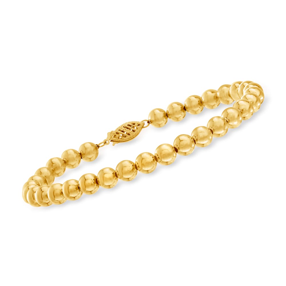 6mm 14kt Yellow Gold Bead Bracelet Ross Simons