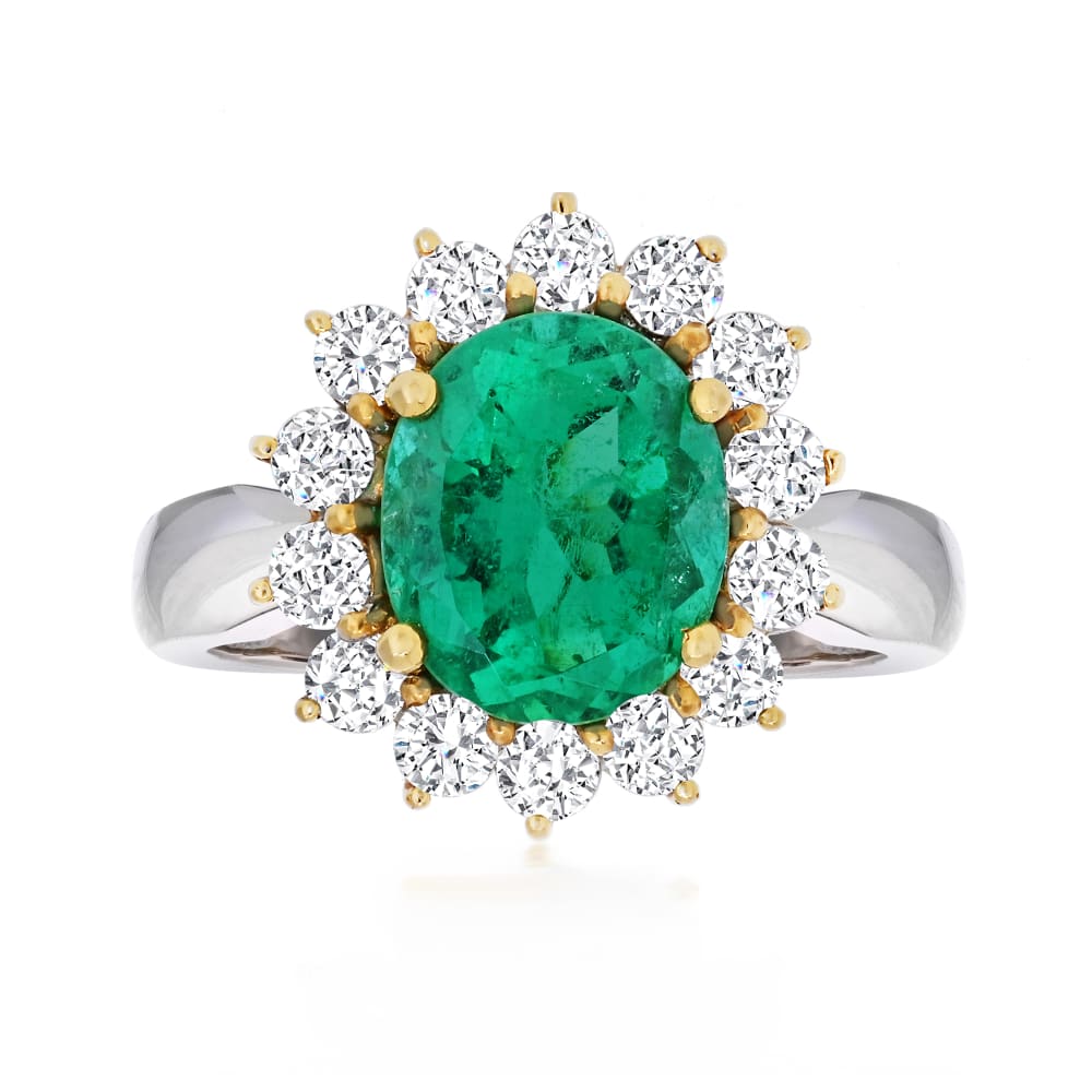 3.00 Carat Emerald Ring with .82 ct. t.w. Diamonds in 18kt Two