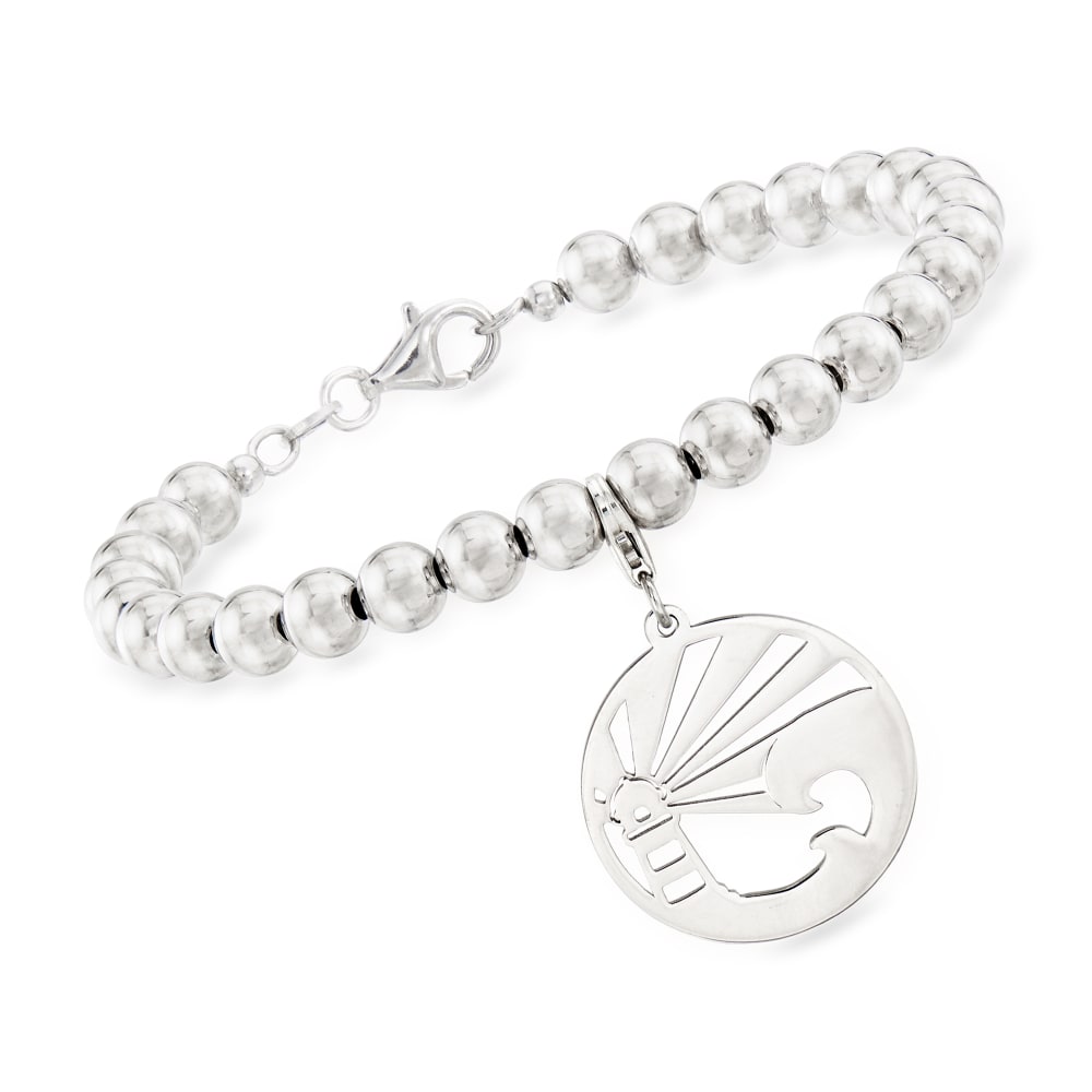 Sterling Silver Lighthouse Charm Bead Bracelet Ross Simons