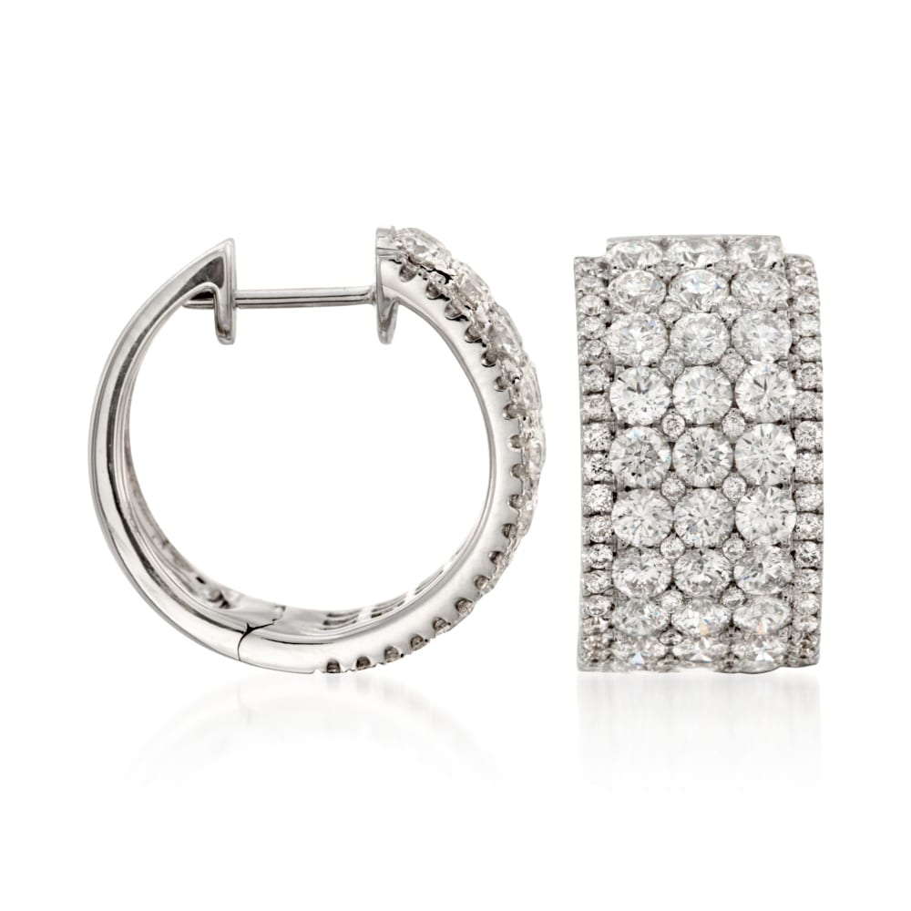 4.15 ct. t.w. Diamond Multi-Row Hoop Earrings in 14kt White Gold | Ross ...
