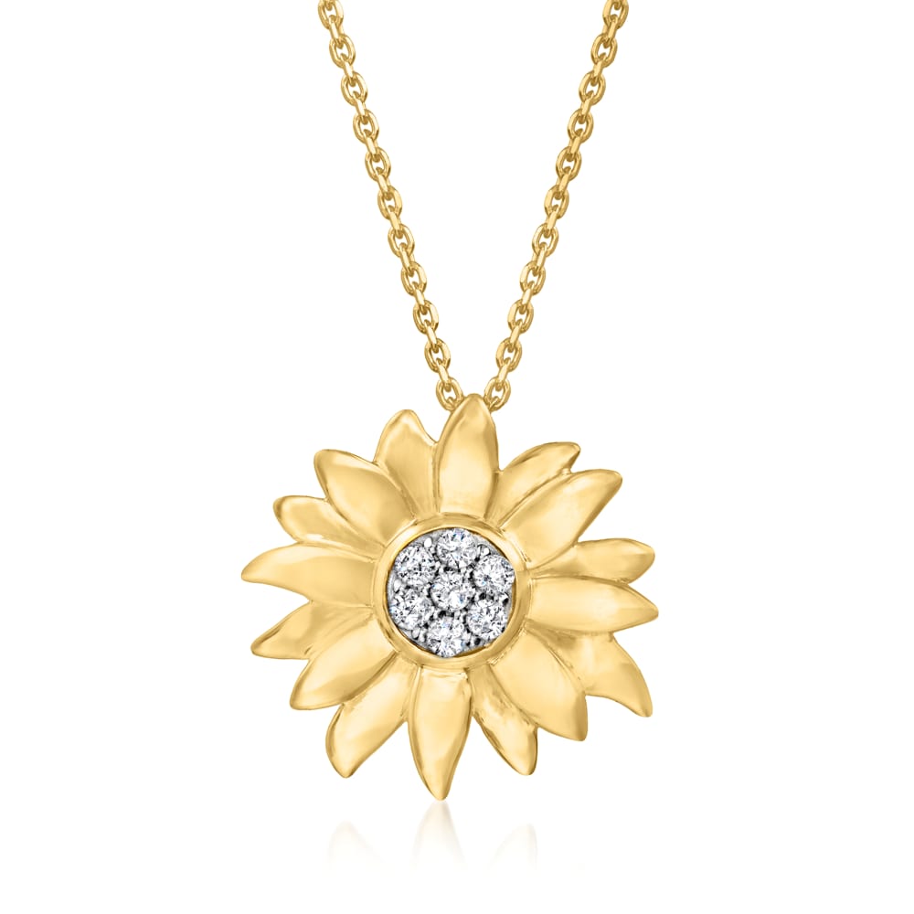 Gold Sunflower Pendant Enhancer with Color Diamonds...