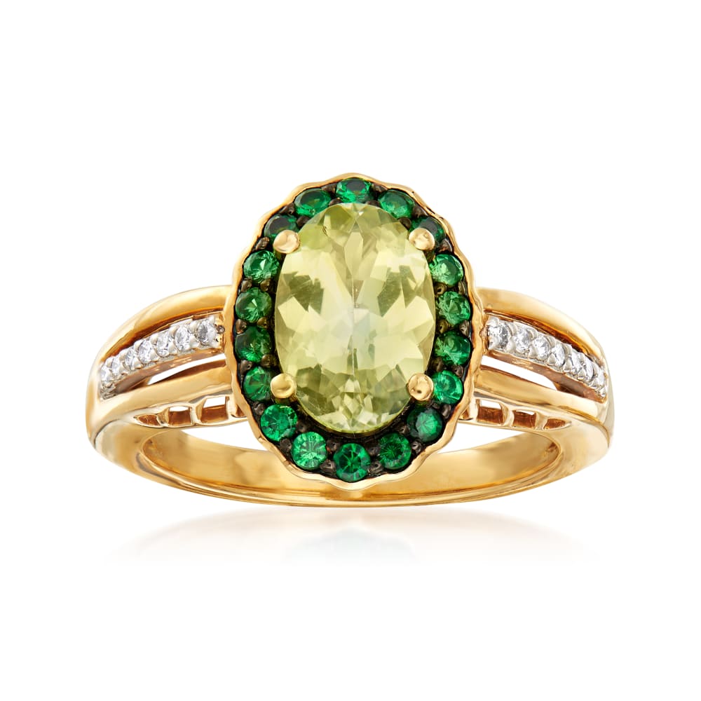 Green top tanzanite ring