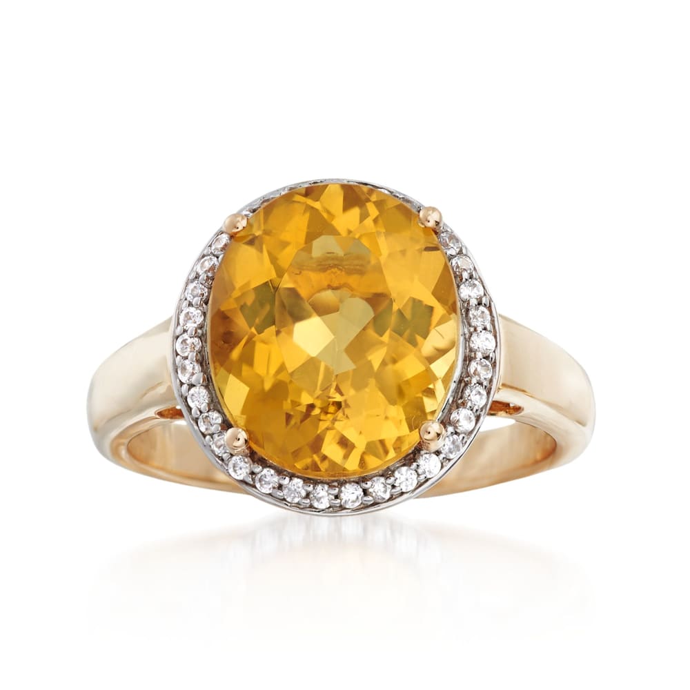 Vintage Orange Zircon Ring 14K Yellow Gold