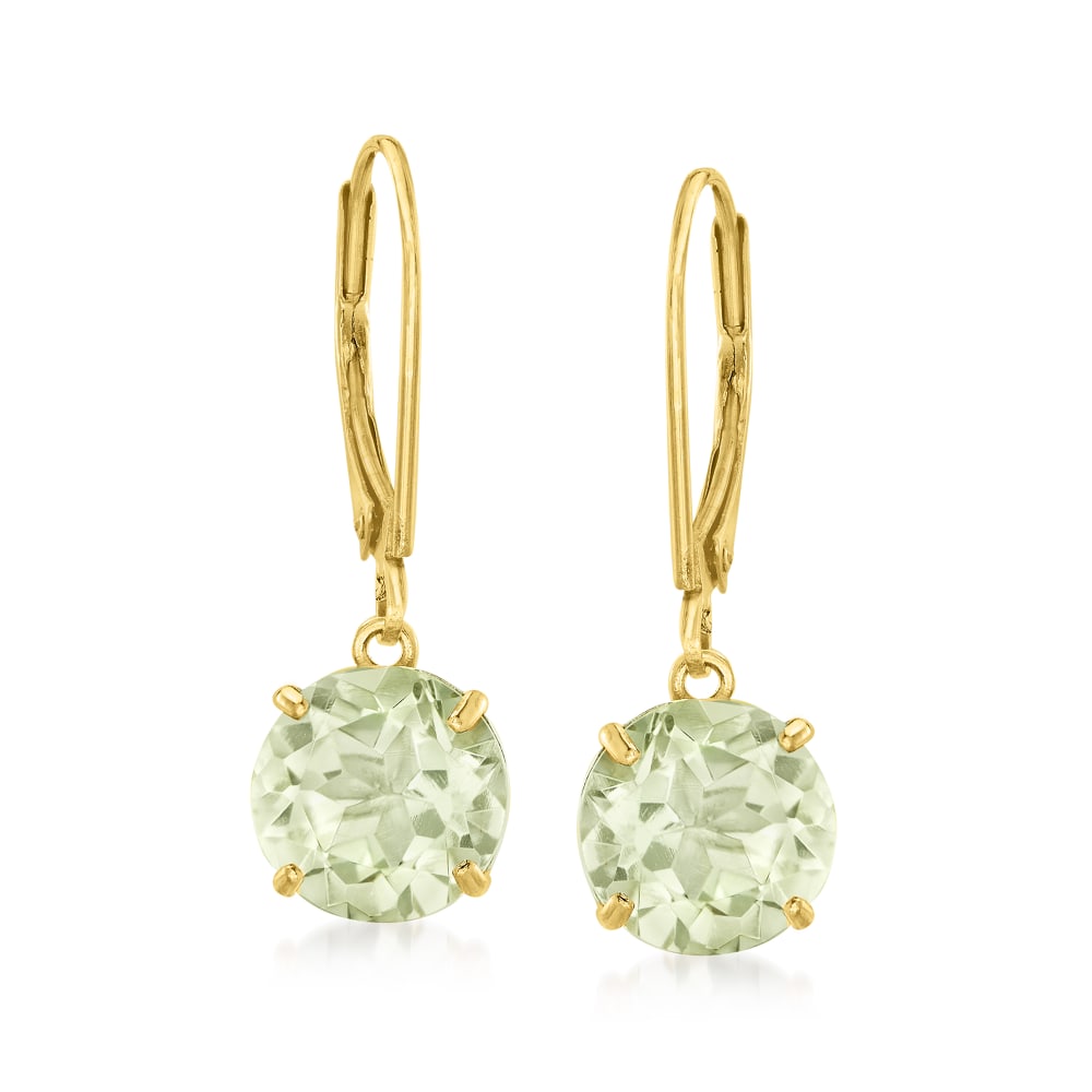 Prasiolite earrings clearance yellow gold