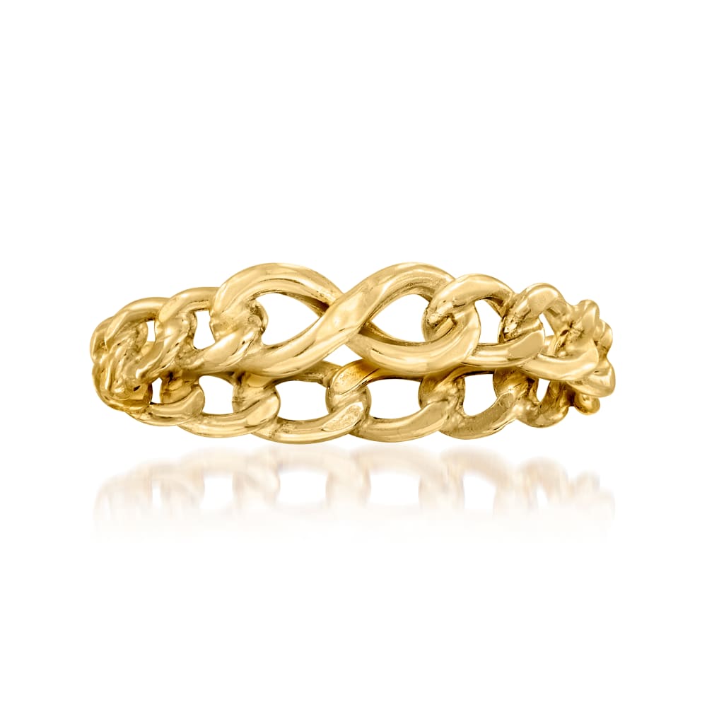 Steel ring in gold colour, infinity symbol and clear zircon | Jewelry Eshop