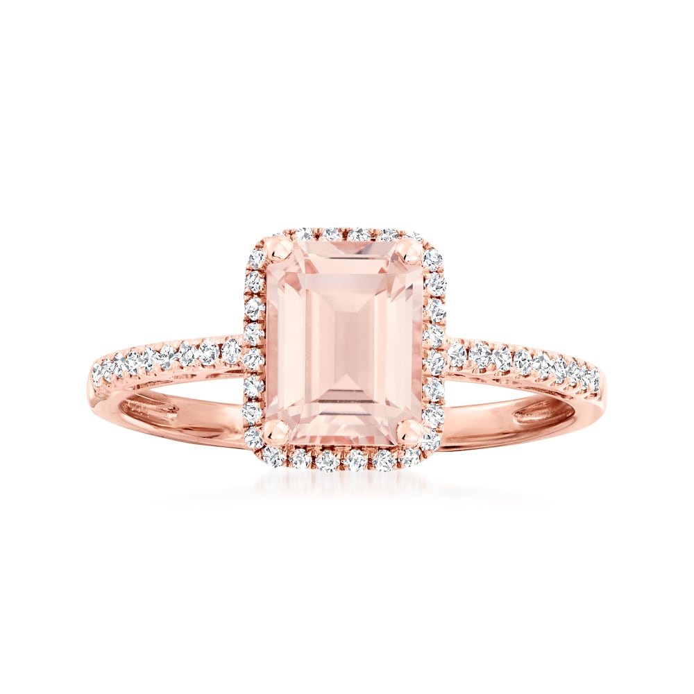 1.40 Carat Morganite and .21 ct. t.w. Diamond Ring in 14kt Rose Gold ...