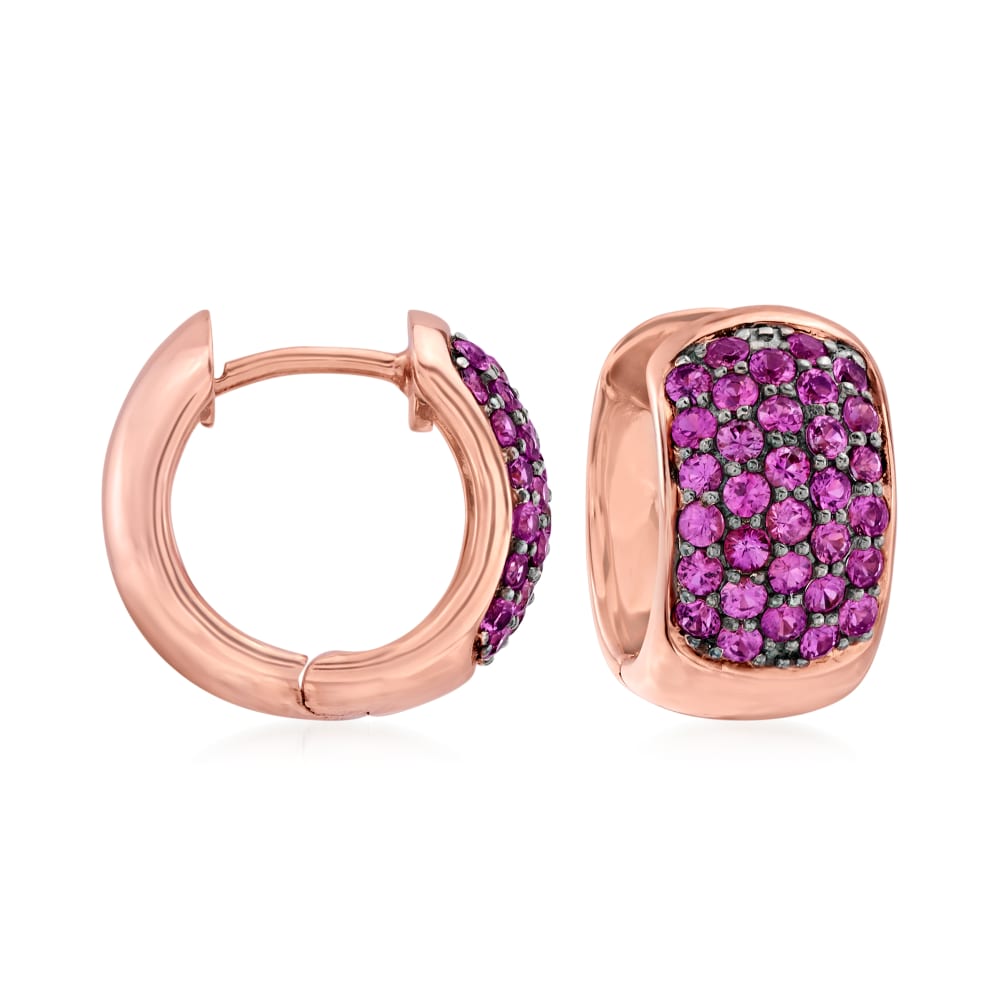Pink sapphire deals huggie earrings