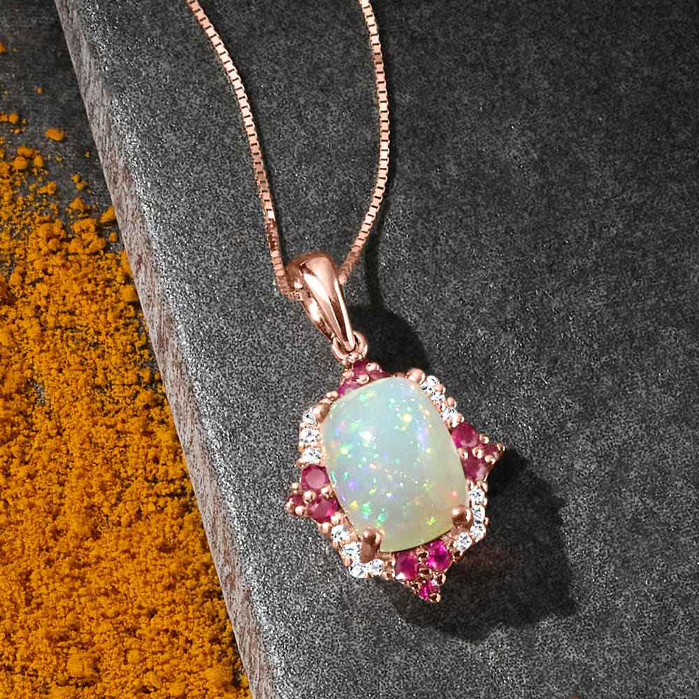 Buy 14kt Gold Pink Opal Necklace, Opal Pendant, Opal Teardrop Necklace,  October Birthstone Necklace Online in India - Etsy