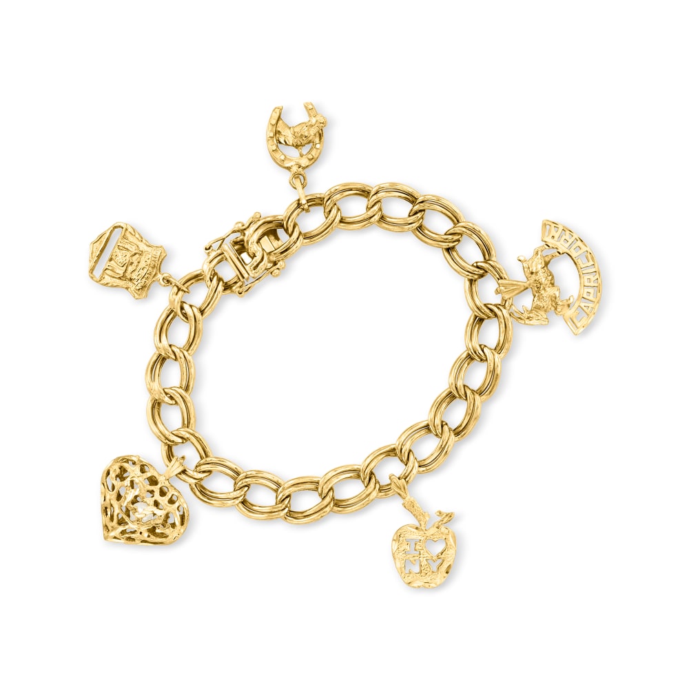 Fantastic Vintage Gold Charm Bracelet Yellow Gold