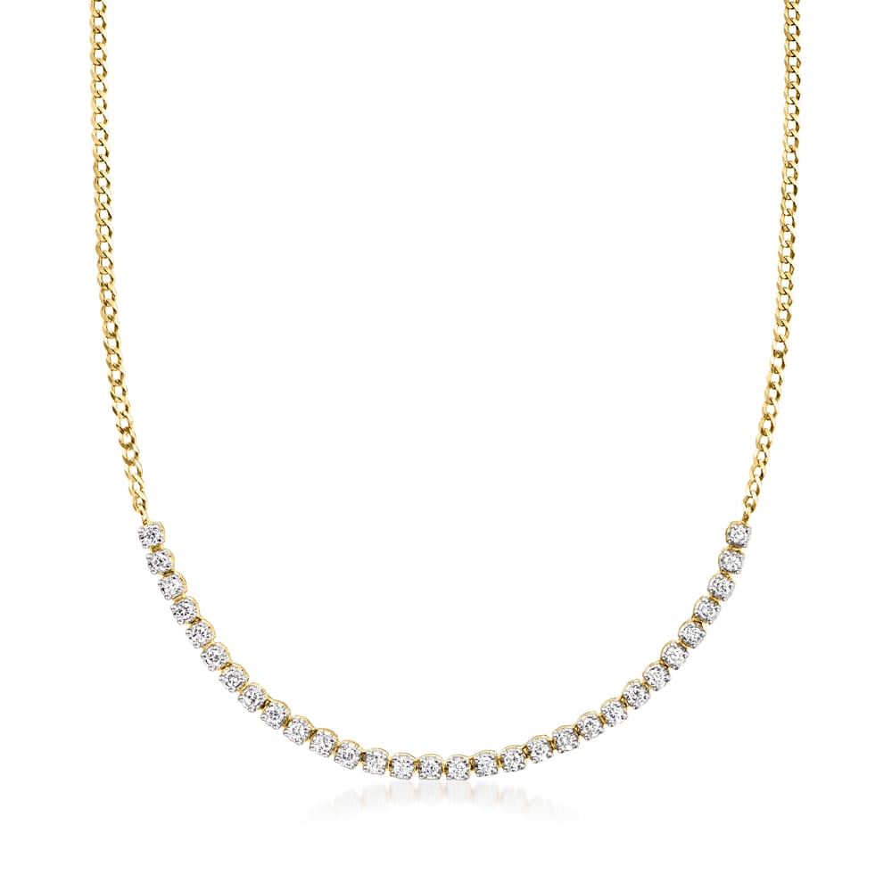 Half Diamond Tennis Half PaperClip Necklace – 770 Fine Jewelry